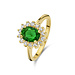 Parte di Me Mia Colore Verdi anello in argento sterling 925 placcato oro con pietra zircone verde