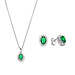 Parte di Me Sorprendimi 925 sterling silver necklace and ear studs gift set with green zirconia stones