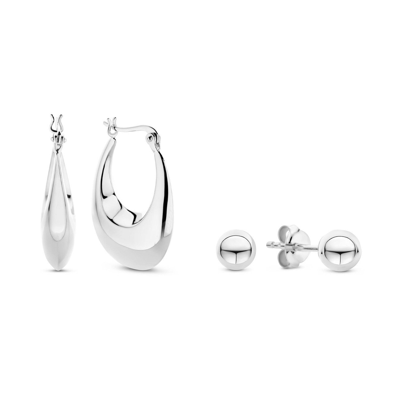 Sterling Silver Duo Click In Hoop Earring Set - Silver | Hoop earring sets, Hoop  earrings, Hoop earrings small