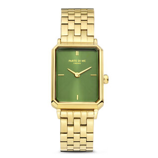 Parte di Me Orologio rectangular ladies watch gold coloured and green