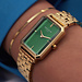Parte di Me Orologio rectangular ladies watch gold coloured and green