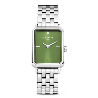 Parte di Me Orologio rectangular ladies watch silver coloured and green