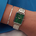 Parte di Me Orologio rectangular ladies watch silver coloured and green