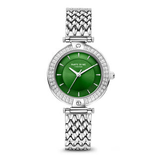 Parte di Me Orologio montre ronde pour femme couleur argent et vert