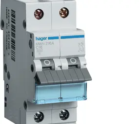 Hager Automaat 3kA - C - 2P - 16A - 2MOD. Hager Automaat 3kA - C - 2P - 16A - 2MOD.