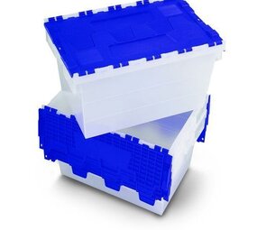 Firma-Gezels Wasbox met dubbel deksel – wit/blauw – 60 liter – stapelbaar Firma-Gezels Wasbox met dubbel deksel – wit/blauw – 60 liter – stapelbaar