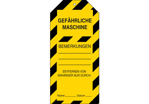 Anhänger Gefährliche Maschine – Tagout gelb (Brady) 