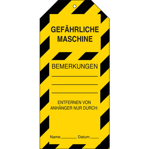 Anhänger Gefährliche Maschine – Tagout gelb (Brady) 