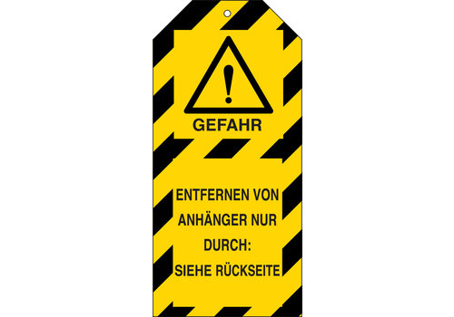 Anhänger Gefahr! Entfernen nur durch Berechtigte (Brady) 