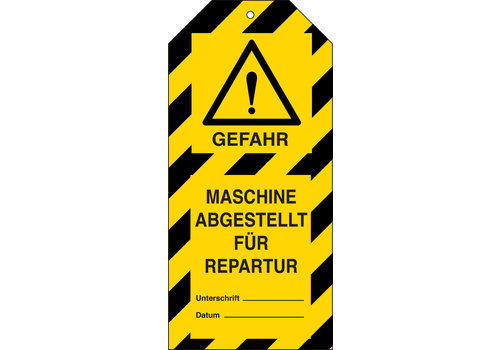 Anhänger - Gefahr! Maschine abgestellt für Reparatur 