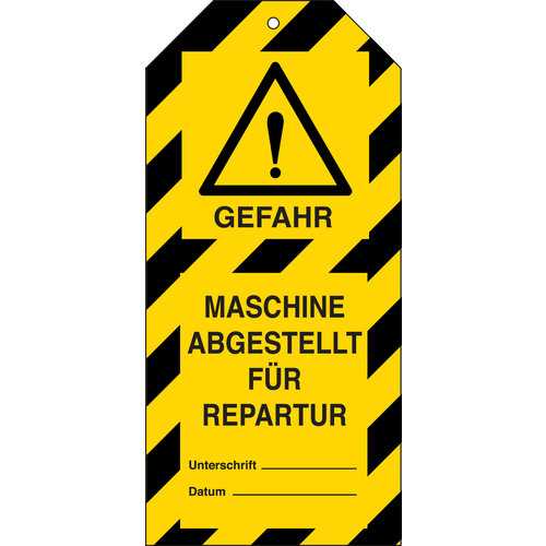 Anhänger - Gefahr! Maschine abgestellt für Reparatur 