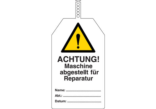 Anhänger - Achtung! Maschine abgestellt für Reparatur 