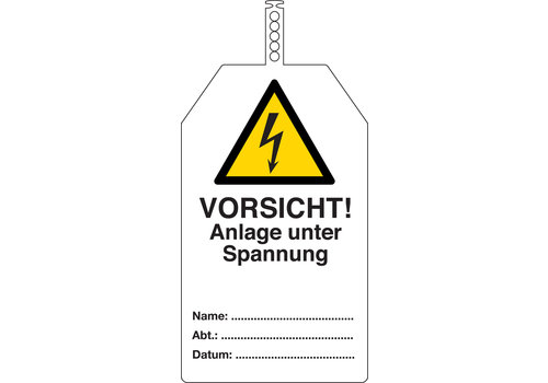 Anhänger - Vorsicht! Anlage unter Spannung 