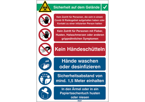 Hinweisschild COVID-19 Empfang 