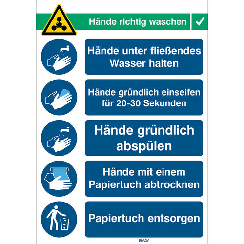 Hinweisschild COVID-19 Hände richtig waschen 