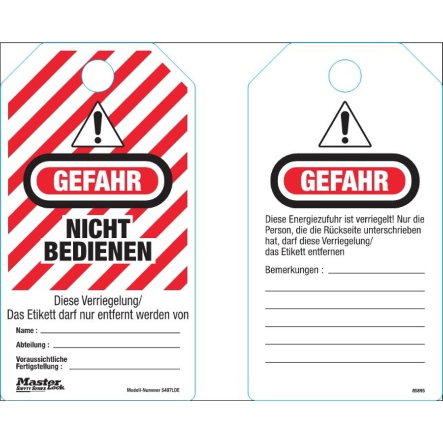 Anhänger - „Gefahr - Nicht bedienen“ - verschiedene Sprachen-1