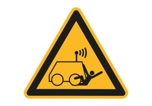 Warnung vor Überrollen durch ferngesteuerte Maschine 