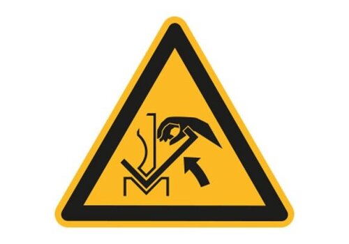 Warnung vor Quetschgefahr der Hand zwischen Presse und Werkstück, W31 