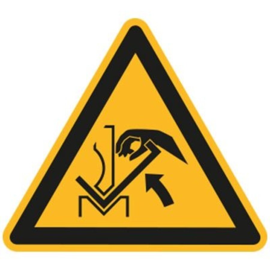 Warnung vor Quetschgefahr der Hand zwischen Presse und Werkstück, W31-1
