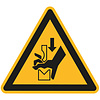 Warnung vor Quetschgefahr der Hand zwischen Presse und Werkstück, W30