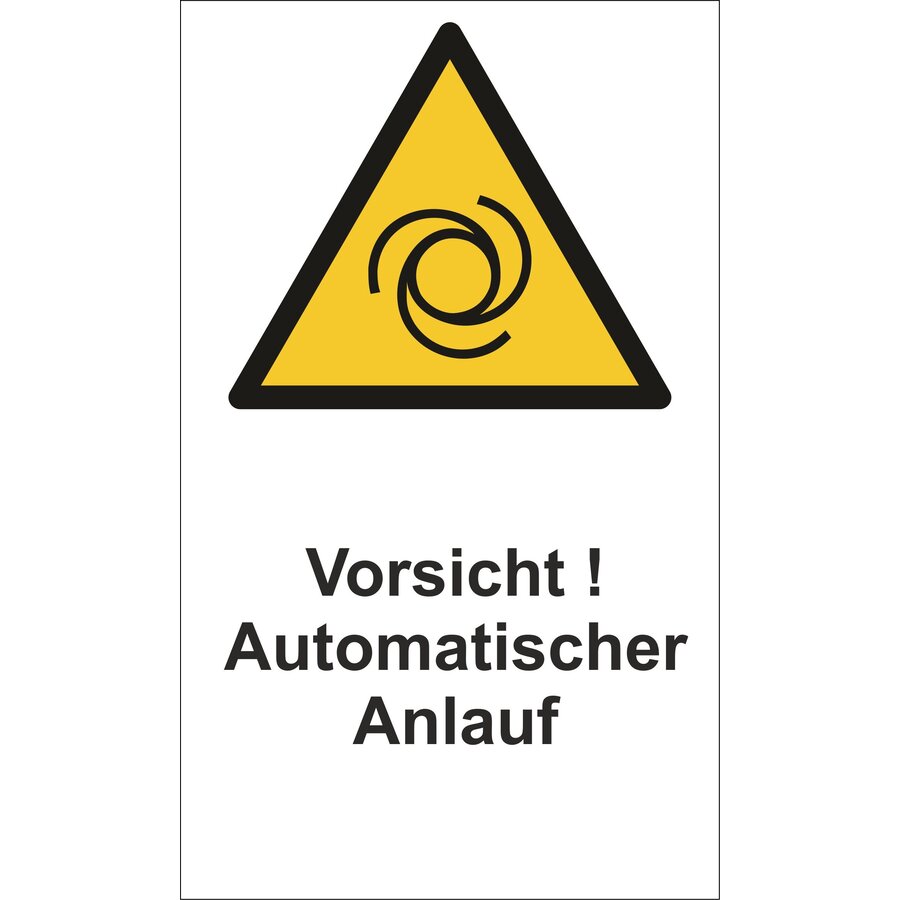 Vorsicht! Automatischer Anlauf, auf weißem Grund-1
