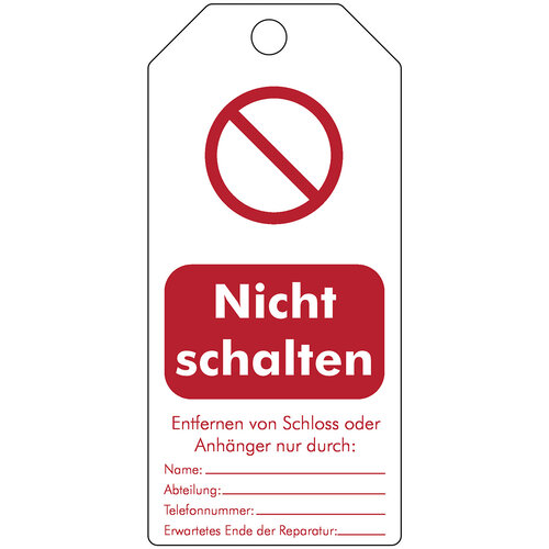 Tagout: Wiederbeschreibbare Anhänger für Warnhinweise 