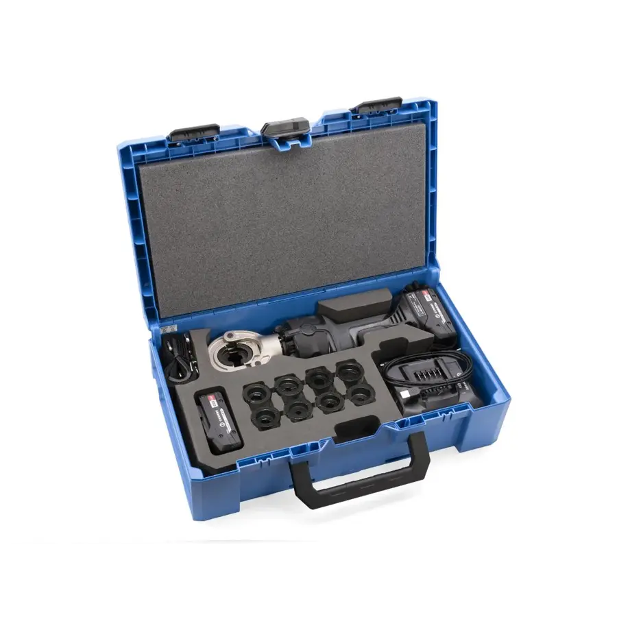 Cembre KIT-B600CND-MH – Akku-Presswerkzeug B600CND mit neun MH-60C Presseinsätzen für Rohrkabelschuhe, Ersatzakku und Ladegerät im Koffer-1