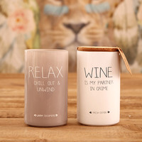 Soy candle - Wine is my partner in crime - Fresh Cotton