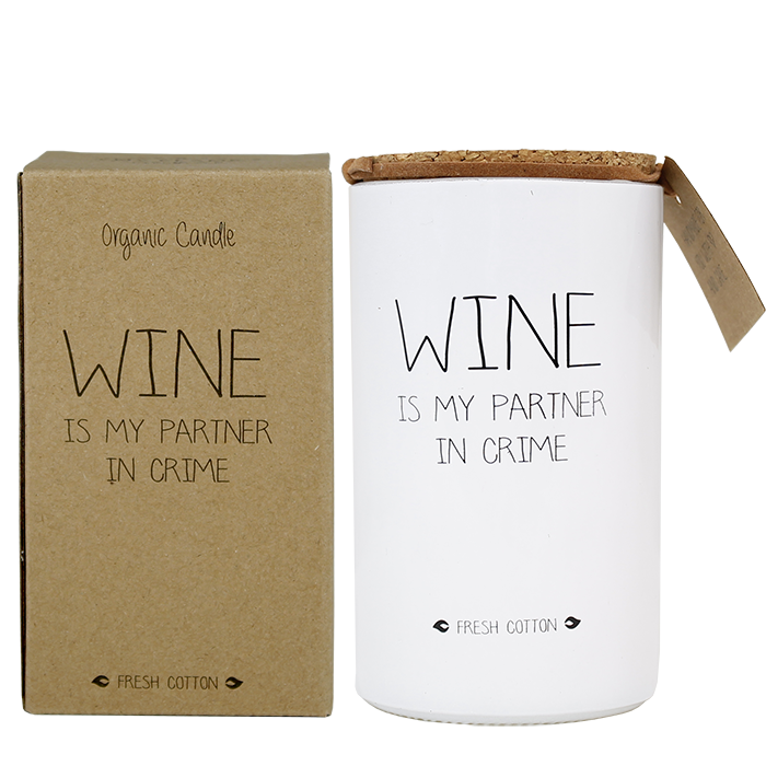Soy candle - Wine is my partner in crime - Fresh Cotton