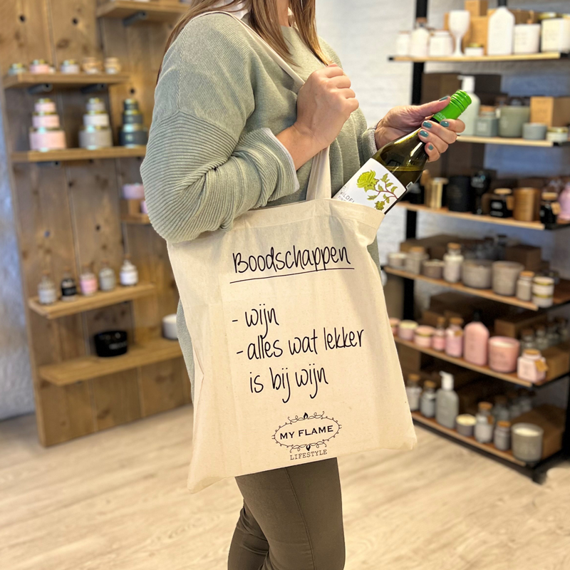 My Flame Lifestyle Canvas bag - Canvas tas -  Boodschappenlijstje; wijn