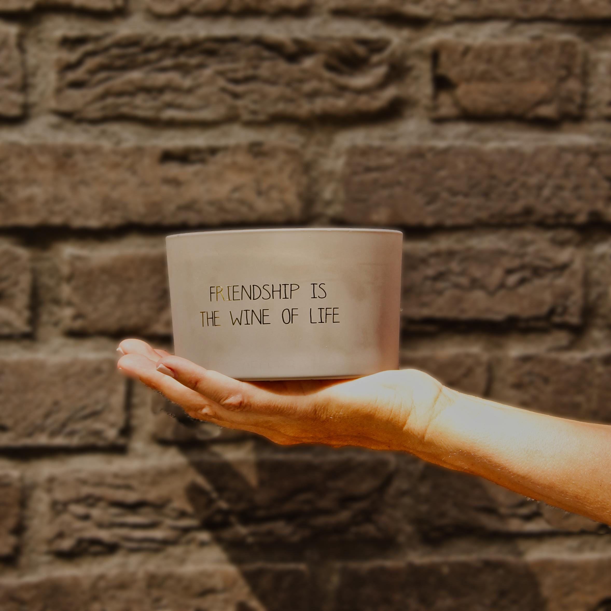 My Flame Lifestyle Soy candle matt - Friendship is the wine of life - Fig's Delight