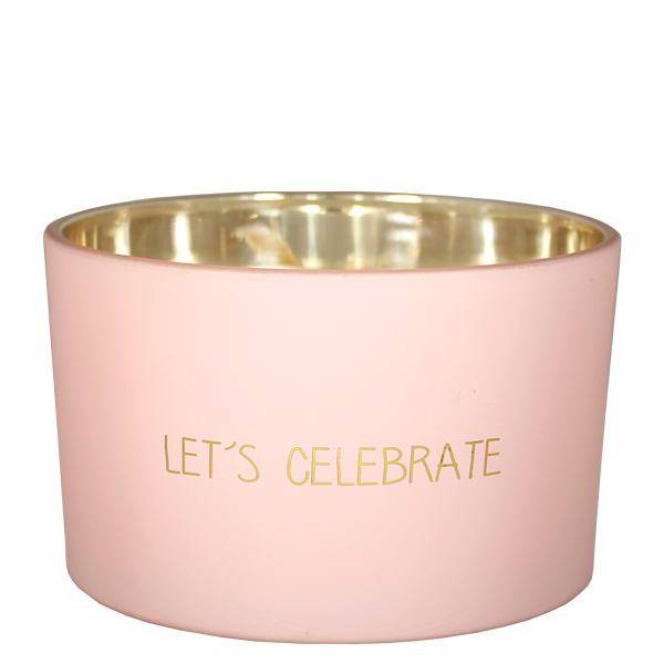 Large soy candle with a quote 'Let's Celebrate' My Flame Lifestyle