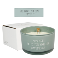 Flessenpost kaars - Momentje. Het is tijd voor een complimentje - minty bamboo My Flame Lifestyle Flessenpost kaars - Momentje. Het is tijd voor een complimentje - minty bamboo