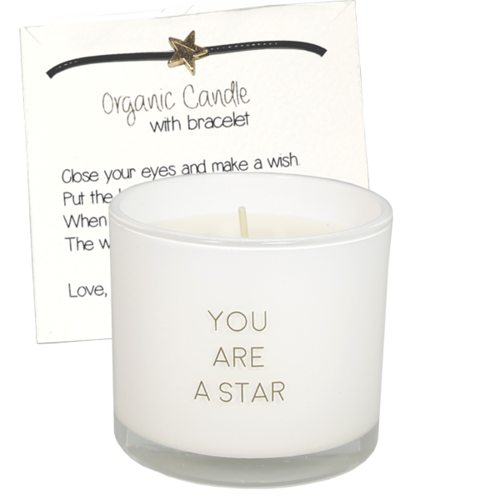 Candle with wish-bracelet - You are a star
