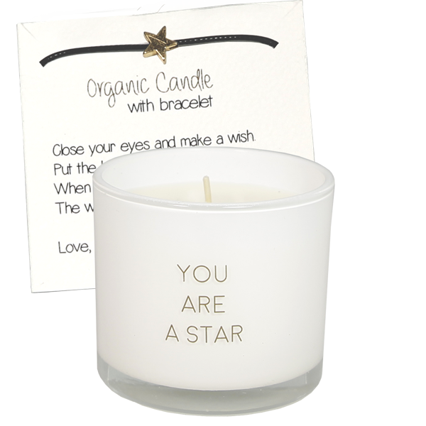 My Flame Lifestyle Geurkaars met wens-armband - You are a star - Fresh Cotton