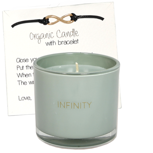 Candle with wish-bracelet - Infinity