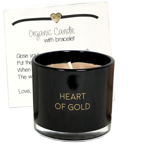 Candle with wish-bracelet - Heart of gold