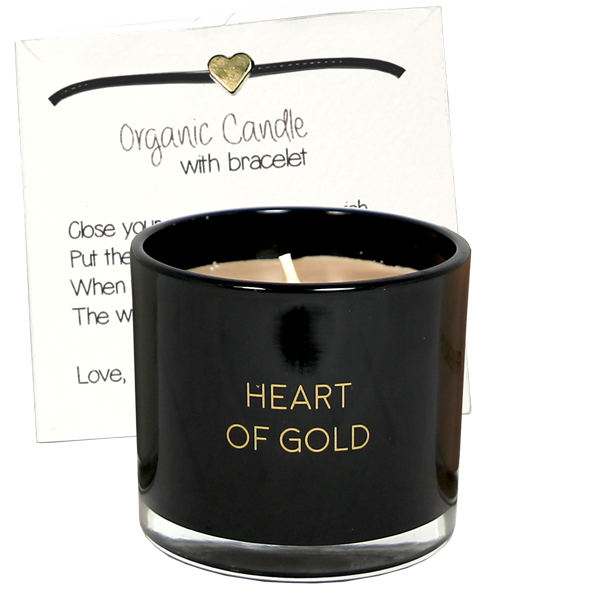 My Flame Lifestyle Candle with wish-bracelet - Heart of gold - Warm Cashmere