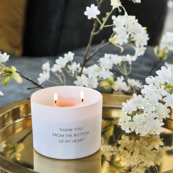 My Flame Lifestyle Soy candle - Thank you from the bottom of my heart - Fresh Cotton