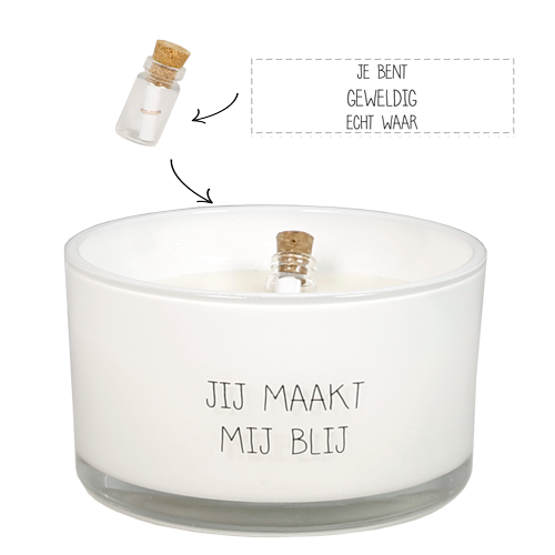 My Flame Lifestyle Flessenpost kaars - Jij maakt mij blij - Fresh Cotton