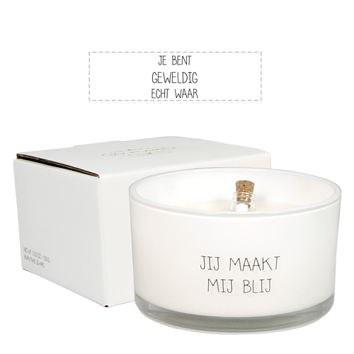 My Flame Lifestyle Flessenpost kaars - Jij maakt mij blij - Fresh Cotton