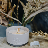 Flessenpost kaars - Geluk zit in de kleine dingen - Fig's Delight My Flame Lifestyle Flessenpost kaars - Geluk zit in de kleine dingen - Fig's Delight