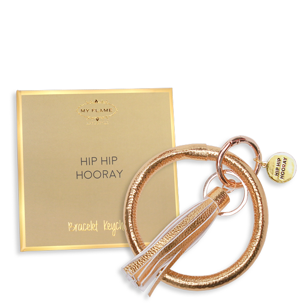 My Flame Lifestyle Keychain - Hip hip hooray - Gold