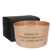Soy candle - Wishing you wonderful times full of love, glitter and fun - Winter Wood My Flame Lifestyle Soy candle - Wishing you wonderful times full of love, glitter and fun - Winter Wood