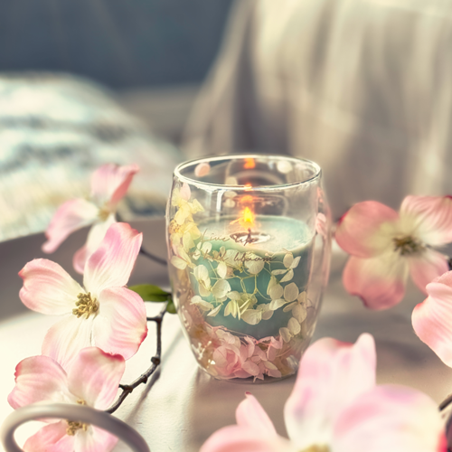 My Flame Lifestyle Soy candle in tea glass - Live life in full bloom - Jasmine Luxe