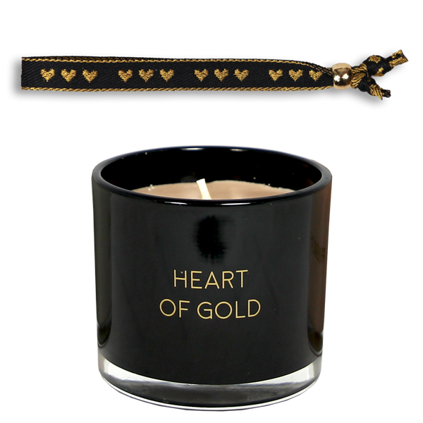 My Flame Lifestyle Candle with wish-bracelet - Heart of gold - Warm Cashmere
