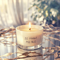 My Flame Lifestyle Flessenpost kaars - Jij maakt mij blij - Fresh Cotton