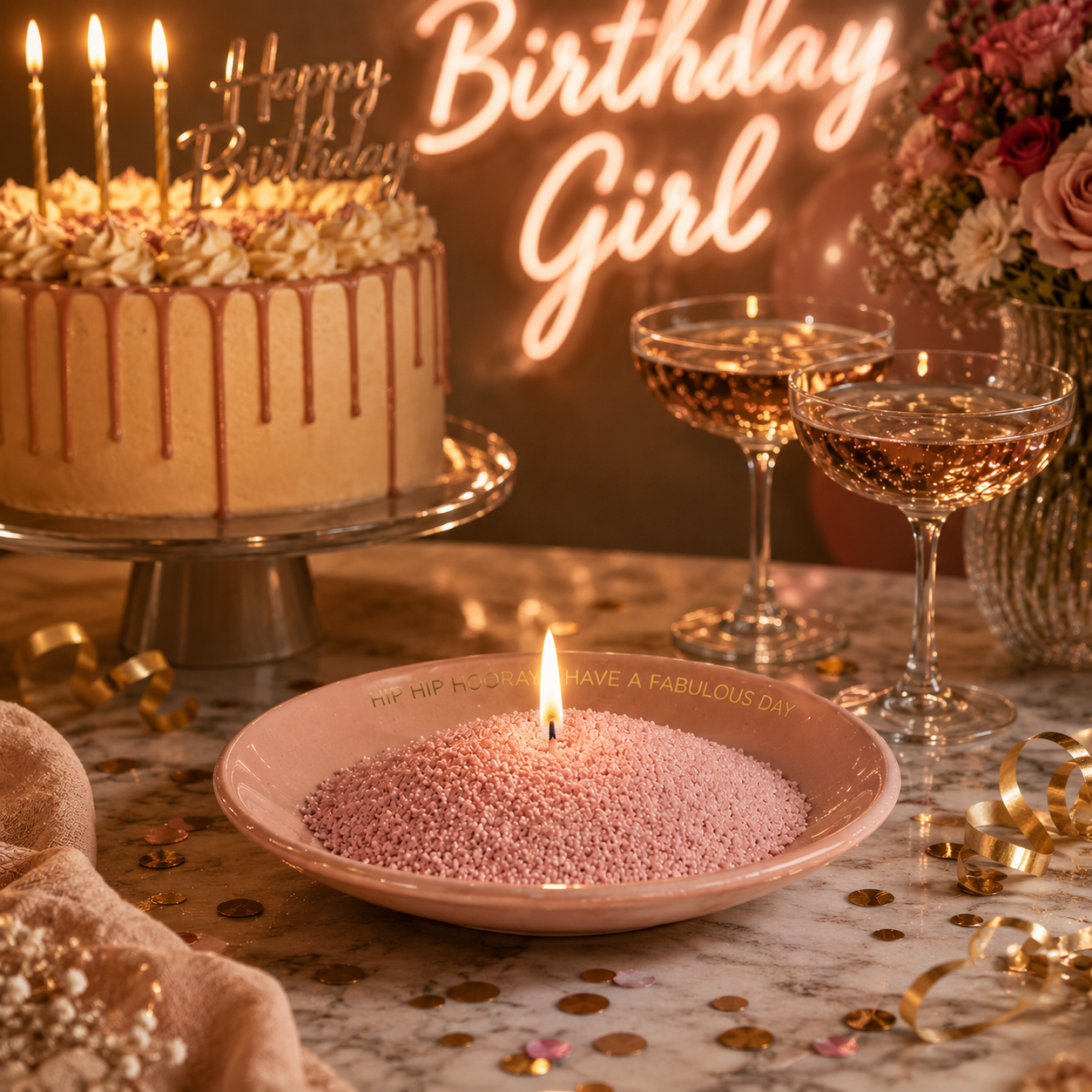 My Flame Lifestyle Sand candle giftbox - Hip hip hooray