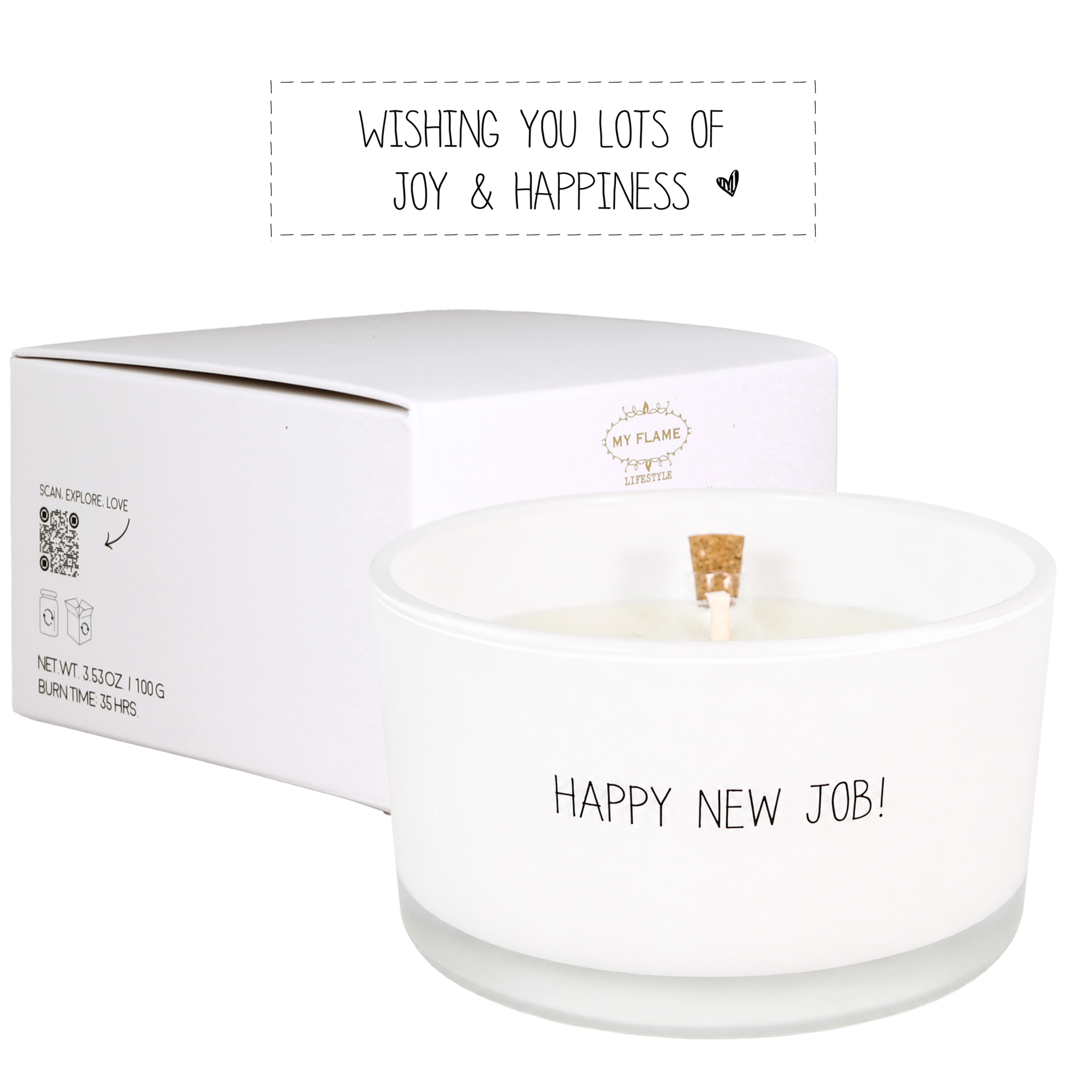 Flessenpost kaars - Happy new job! - Fresh cotton My Flame Lifestyle Flessenpost kaars - Happy new job! - Fresh cotton
