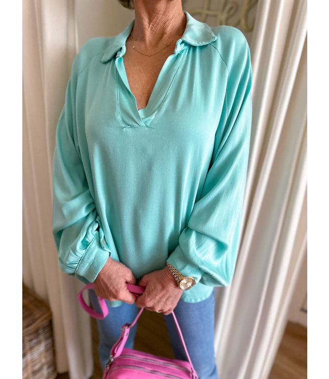 V Blouse - Turquoise